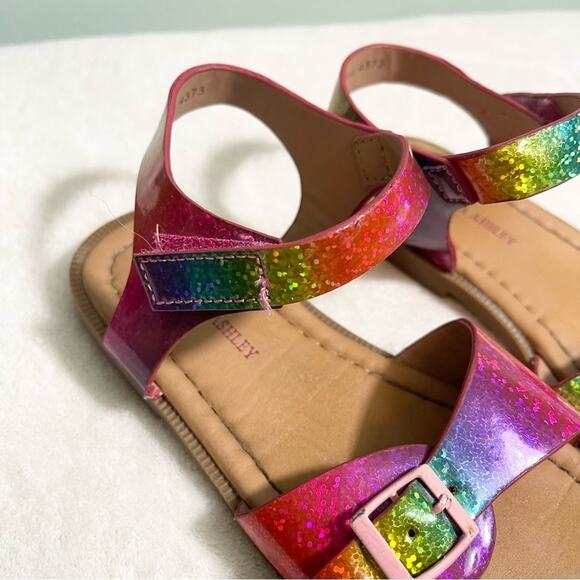 Laura Ashley Girl's Blue & Pink Rainbow Open Toe Flat Sandal Toddler Size 10 - Picture 4 of 11